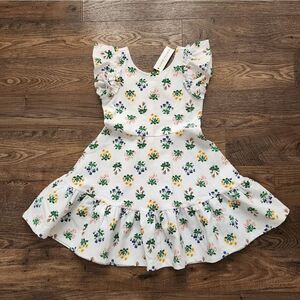 Floral Girls Dress with Ruffled Sleeves
